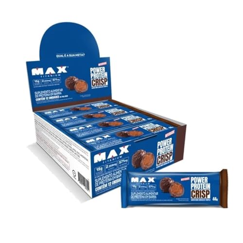 Barra de Proteína Max Titanium 12 Unidades Power Protein Crisp Bar Dark Chocolate Truffle