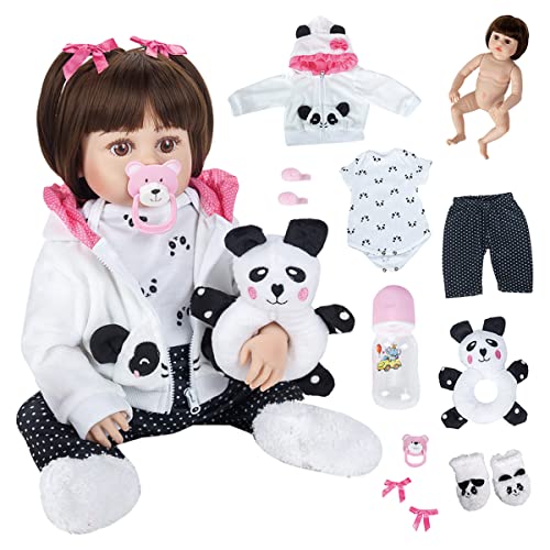 Bebê Reborn Silicone Menina Panda 48cm