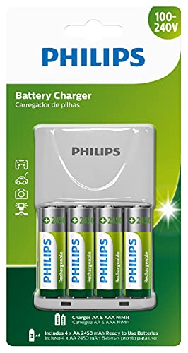 Carregador de Pilhas Philips AA e AAA 2450mAh