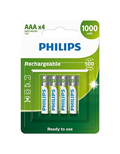 Pilha Recarregável Philips AAA 1000mAh R03B4RTU10/59