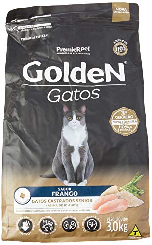 Ração Golden Gatos Castrados Sênior Frango 3 kg